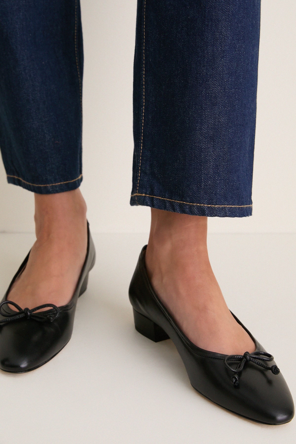 Black Leather Bree Ballet Flats