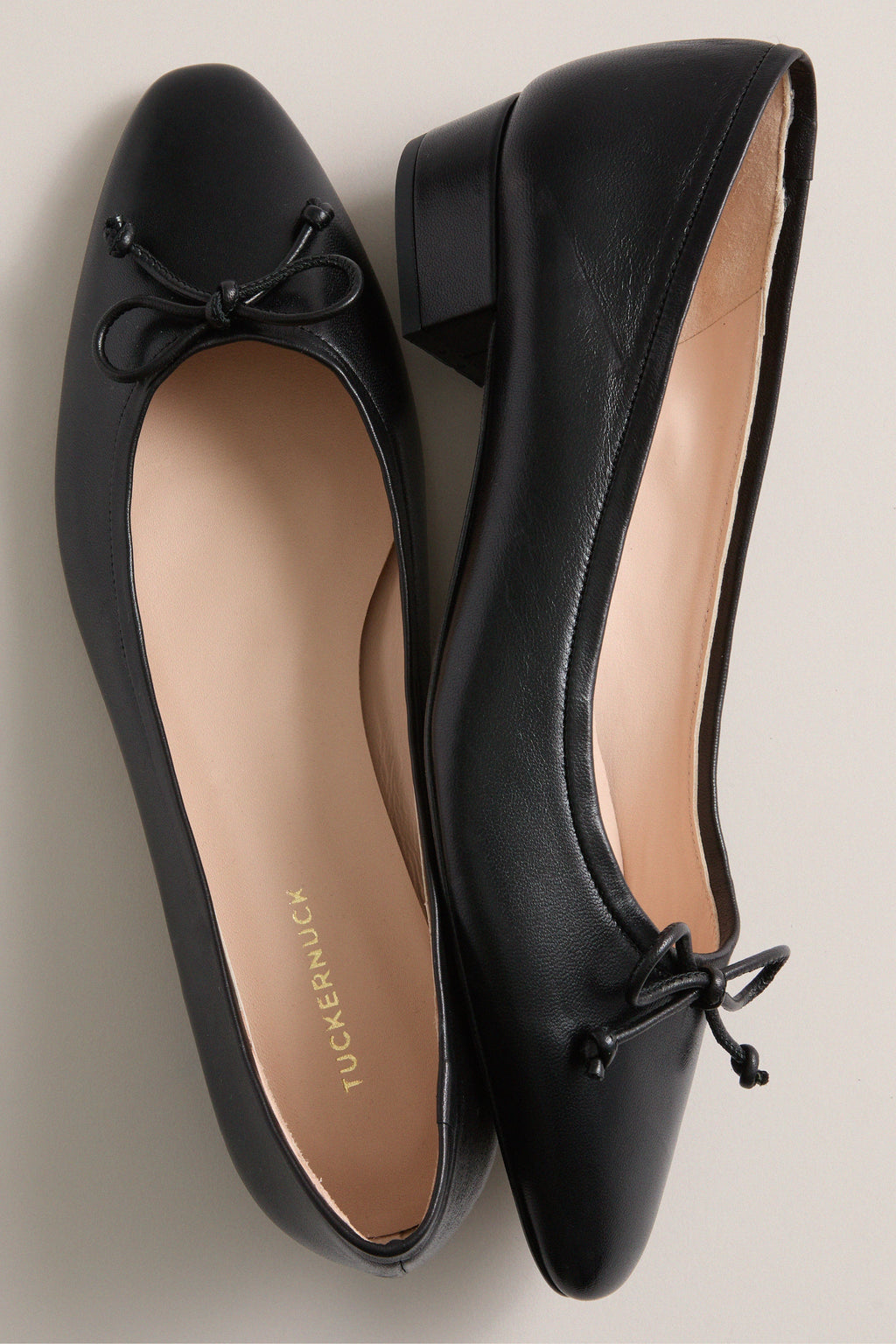 Black Leather Bree Ballet Flats