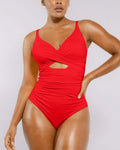 Smart Sculpt Ribbed Cutout-Front Shaping Swimsuit