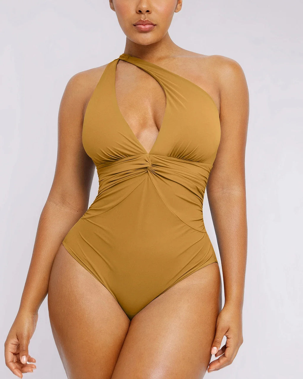 Smart Sculpt Ruched Twist-Front Shaping Swimsuit
